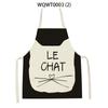 Cartoon Cute Cat Printed Sleeveless Apron Black Kitchen Apron Women Cooking Apron Home Baking Antifouling Antifouling Bib