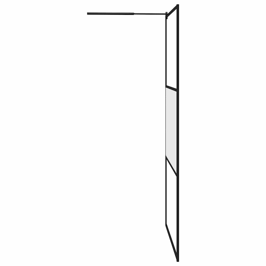 Walk In Shower Screen 115 x 195 cm Tempered Glass Semi Frosted Black