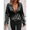 Women's New Lapel Solid Colour Long-sleeved Single-breasted Shirt Tops