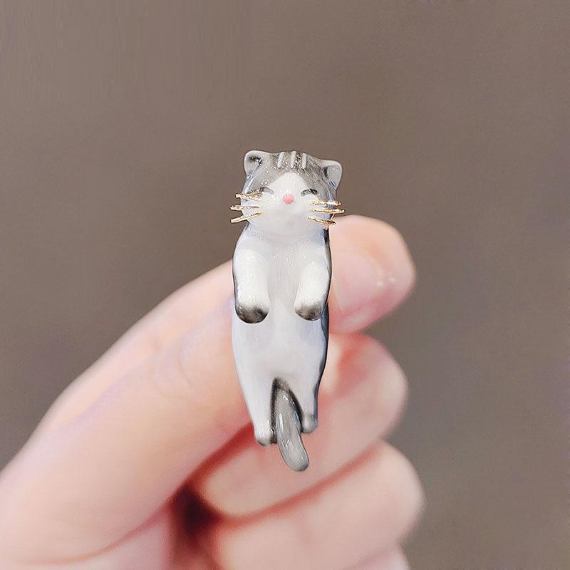 Cute Three-Dimensional Kitten Brooch Year Creative Design Pin Sweater Accessories Women'S Suit Pin