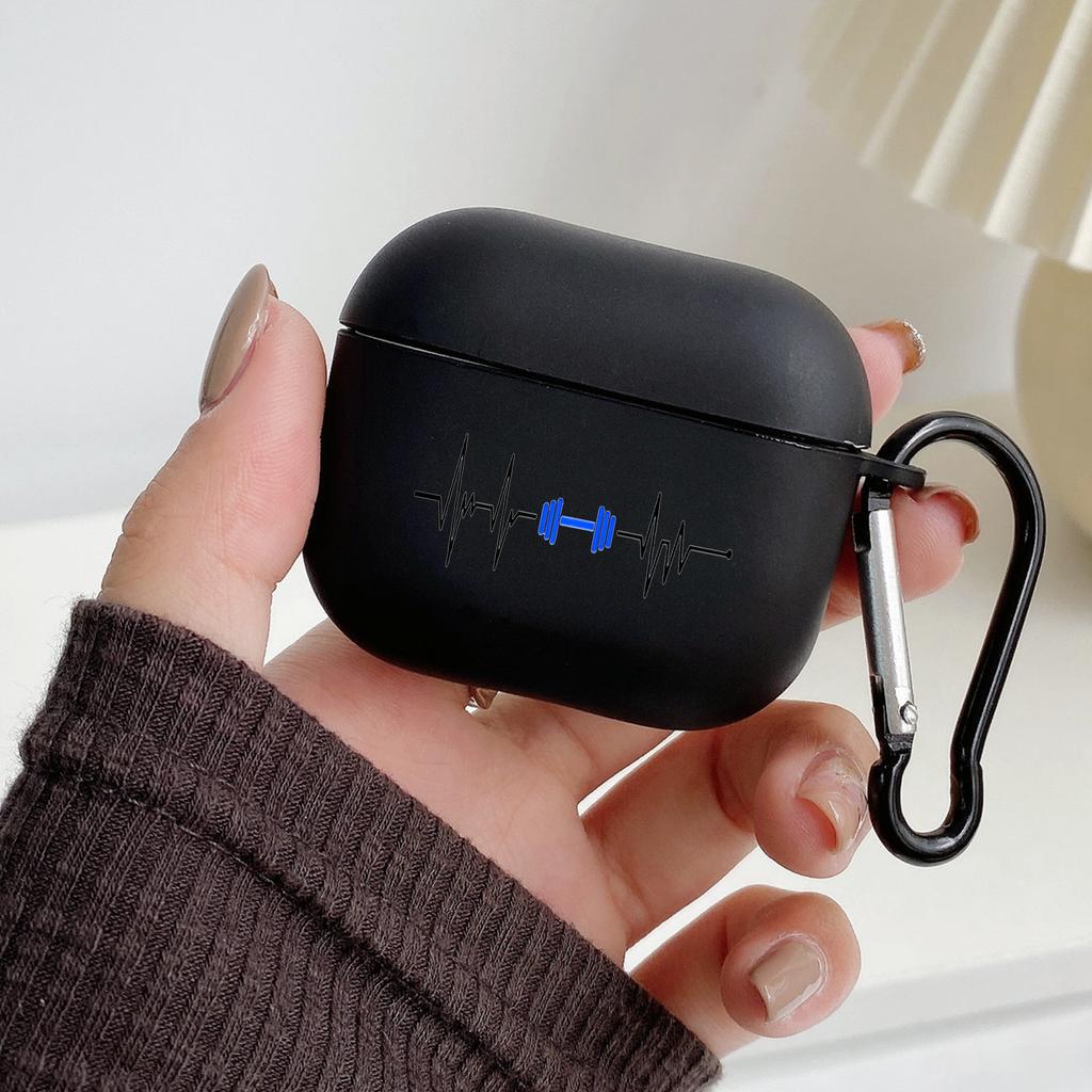 Чехол Heartbeat Line для футбола, баскетбола с котом и крючком для AirPods 2 3 1, чехлы для Apple AirPods Pro 2, черный мягкий чехол из ТПУ