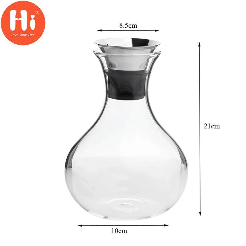 Hi 1L/1.5L Transparent Glass Carafe With Stainless Steel Lid Wine Decanter Heat Resistant Milk Juice Jug Gifts Water Bottle Kettle