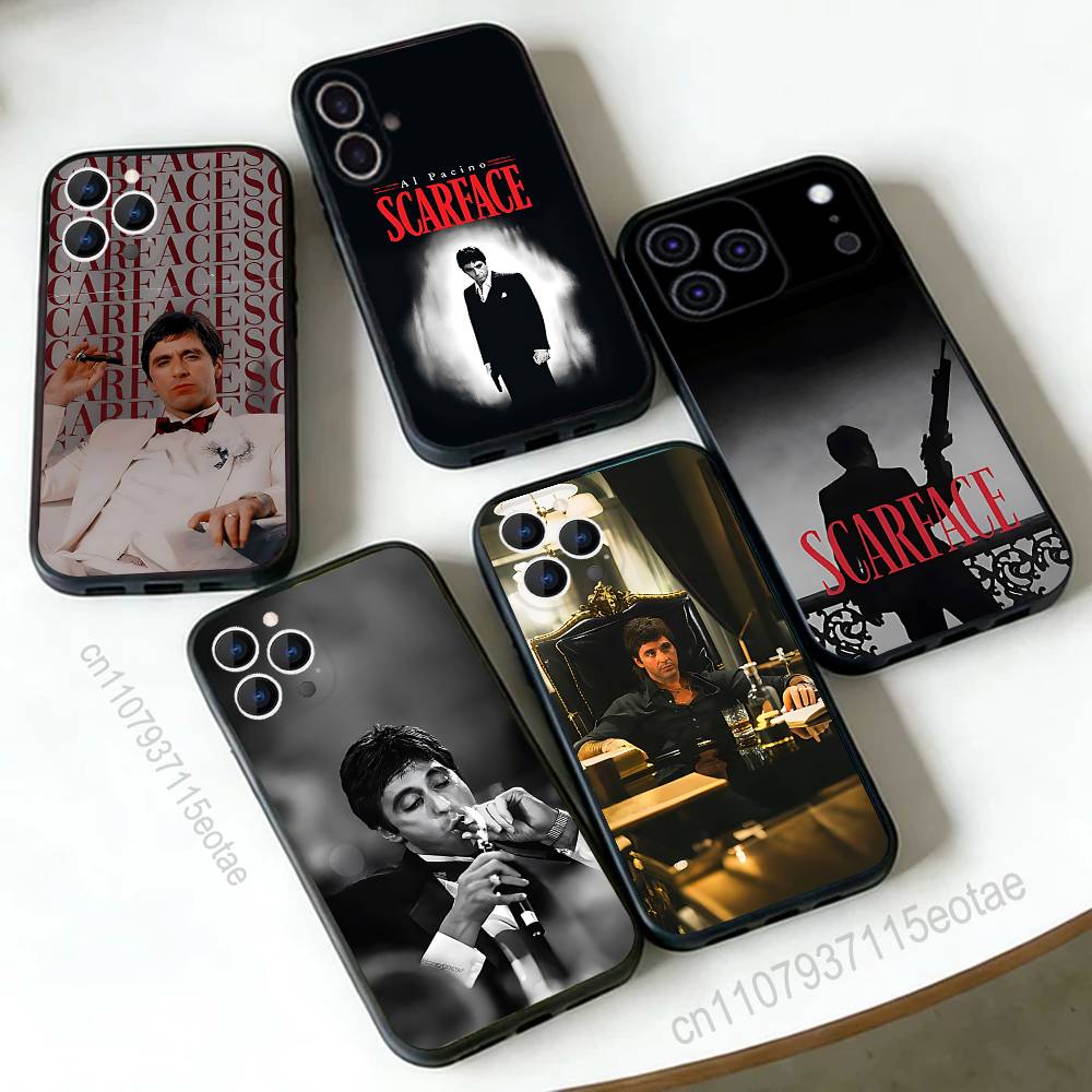 Чехол для телефона S-Scarfaces Tony Montana для iPhone 17,16,15,14,13,12,11,Pro,Max,Plus,E,Air,Mini Защитный Черный Чехол