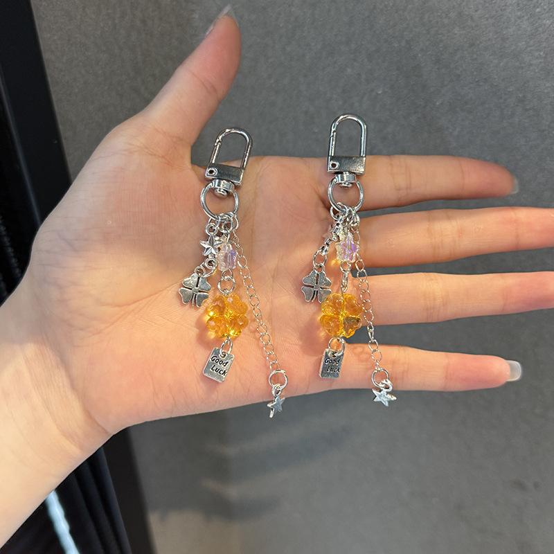 Sweet Christmas Tree Drift Bottle Four-Leaf Clover Pendant Phone Strap Keychain Exquisite Backpack Decoration Accessories Gifts