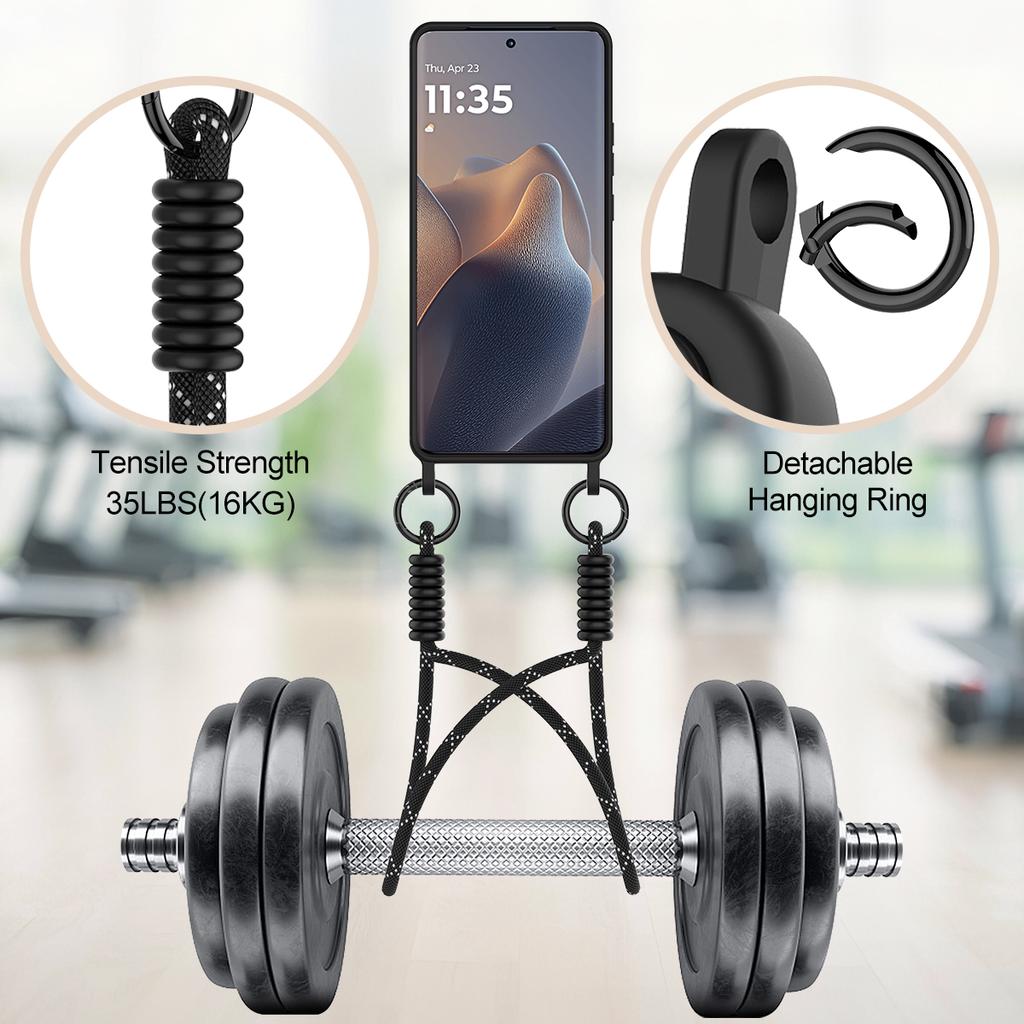 For Motorola Edge 60 Pro 5G Liquid Silicone Case Phone Back Cover with Card Holder and Short Strap