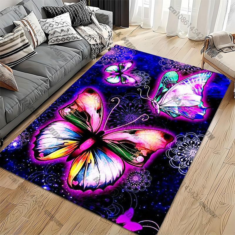 Vibrant butterflies glowing cosmic beauty carpet Yoga living room room decor children's crawling mat doormat area rug