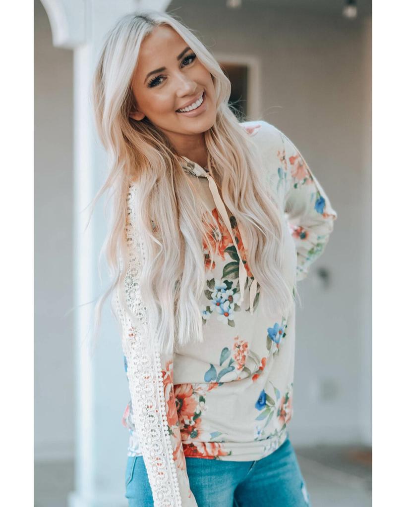 Azura Exchange Худи с длинными рукавами и контрастным кружевом