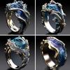Blue Color Sea Wave Adjustable Opening Rings for Women Fashion Resin Accessories Jewelry Dynamic Beauty Of Waves Ocean's Oath