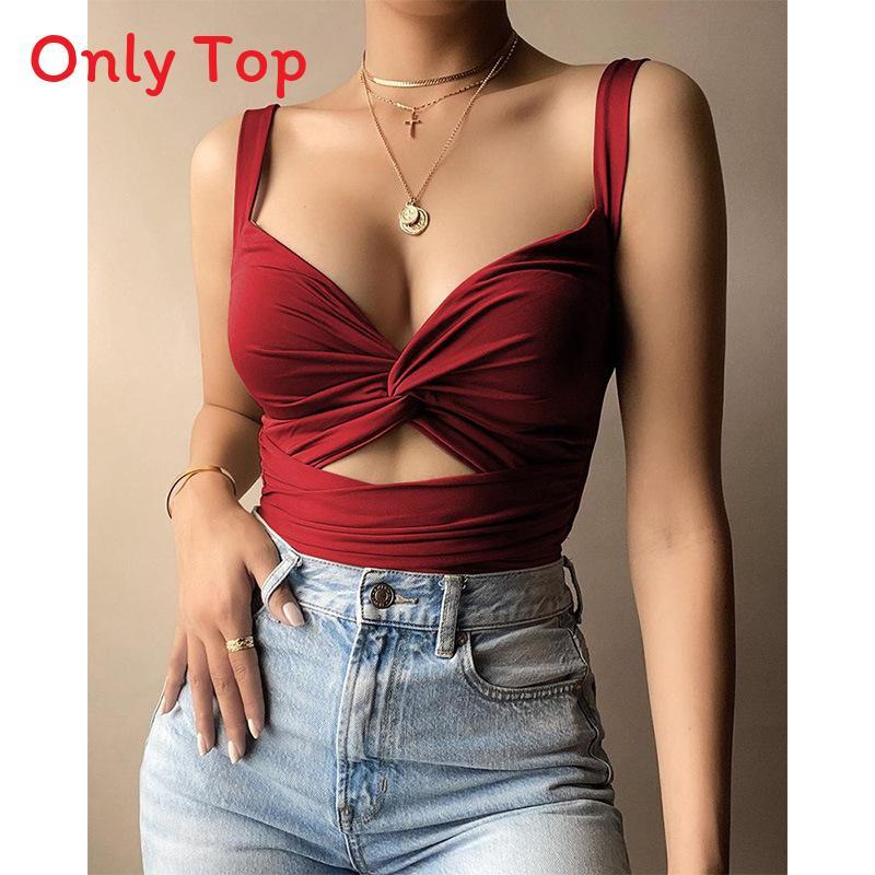 Women Summer Vneck Tank Top With Tiefront Elastic Band For Street Fashion