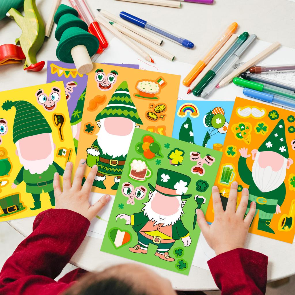 6 Diy St Patrick'S Day Stickers Headbands Irish Hat Festival Puzzle Stickers Iii