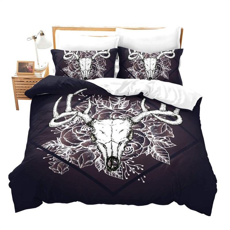 Комплект постельного белья с изображением животных из фермы, односпальный комплект постельного белья King Queen Bohemian Mandala из микрофибры с изображением оленя и быка, черепа коровы