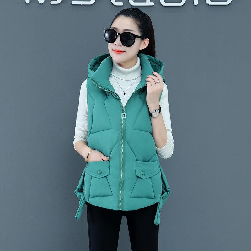 Woman Vest Autumn Winter Warm Down Cotton Vests Female Thick Hooded Waistcoat Women's Sleeveless Jacket Vest Coat