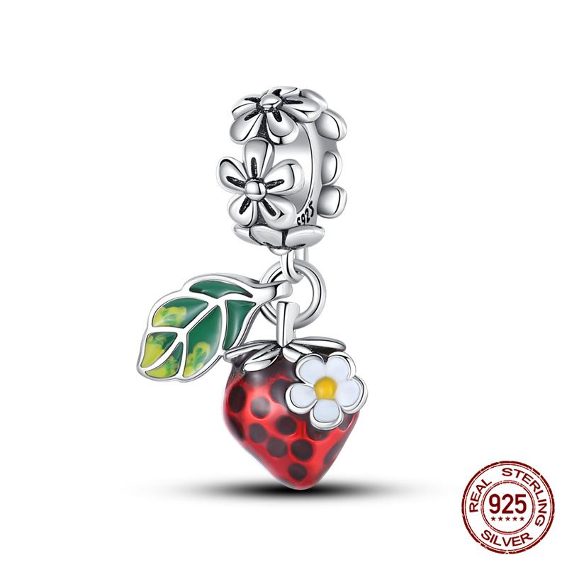 Original Charm Copper Fruit Series Avocado & Cherry Charms Beads Fits 3Mm Original Bracelet Necklace Womens Diy Jewelry Gift