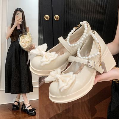 Модные женские туфли на толстом каблуке, весенняя новинка, милые слипоны с бантом-бабочкой, повседневные туфли, образец, высококачественные, горячо продаваемые туфли