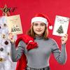 Festival Card Storage Book Christmas Gift Book, 8x6 Inch Spiral Bound Holiday Keepsake Booklet, Thick Paper Organizer Merry Greeting Album for