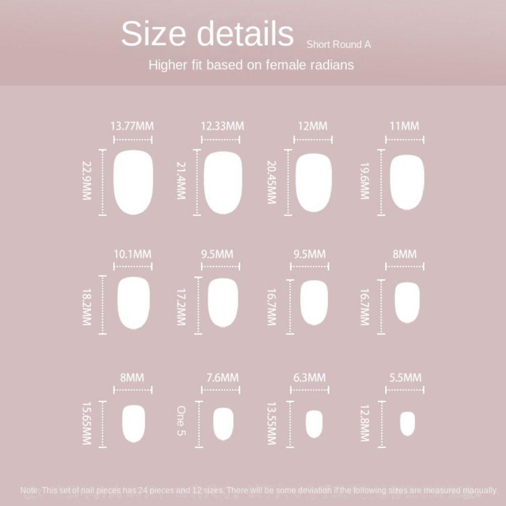 24pcs Manicure Fake Nials Press on Nails Black Edge Short Almond French False Nails