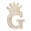 Crown 26 Initial Letters A To Z   Brooch Pins Women