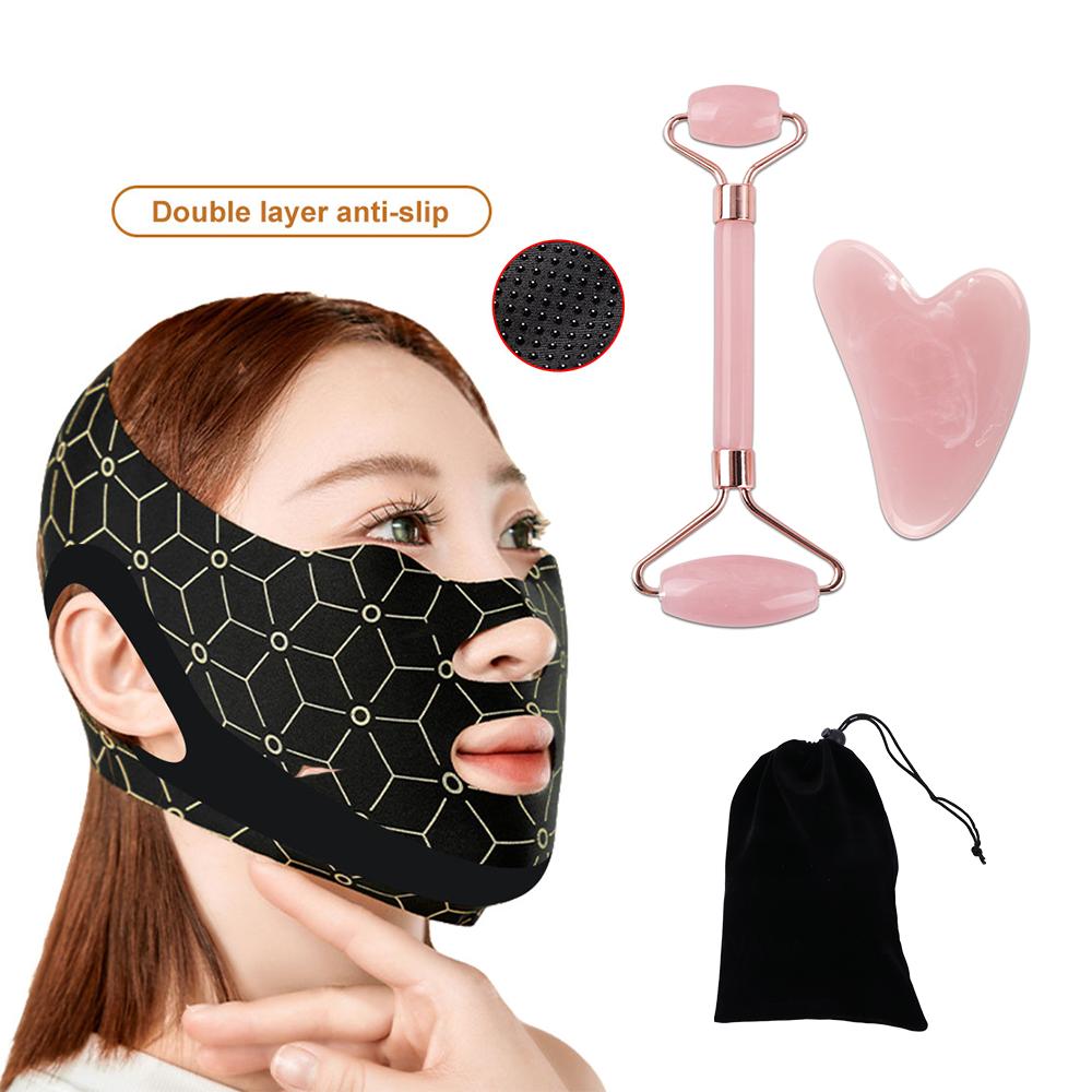 Face Sculpting V-Shape Face Lift Band Face Scraper Roller Set Reusable Double Chin Reducer Lifting Anti Wrinkle Strap Band