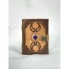 Antique Triple Moon Leather Journal with Semi Precious Stone Design, Antique Deckle Edge Paper - Book of Shadows, Grimoire Journal,
