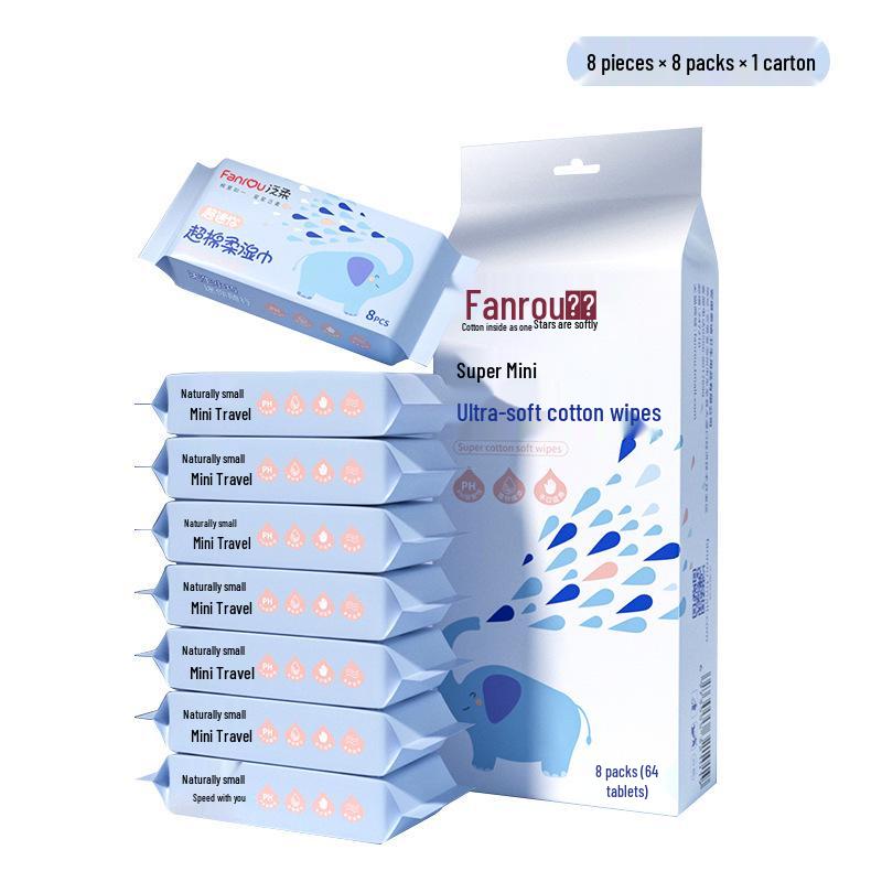 Мини влажные салфетки дорожный набор: 8 детских салфеток в упаковке, специально для детских рук