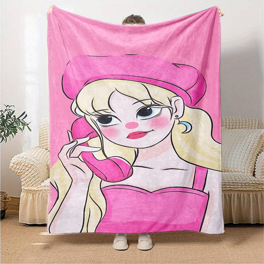 1pc pink phone Flannel Blanket Soft Warm Throw for Home, Office, Travel, All Season Cozy Bedding Gift, Office