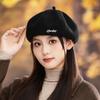 Korean Literary Retro Embroidered Beret Women's Autumn and Winter Outdoor Leisure Windproof Octagonal Hat Versatile Painter Hat