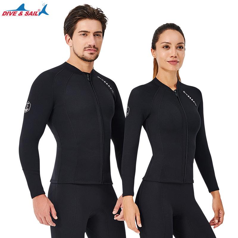 2MM Men's & Women's Long Sleeve Split Top Diving Suit - Thickened for Cold Protection, Ideal for Swimming, Snorkeling, Surfing.