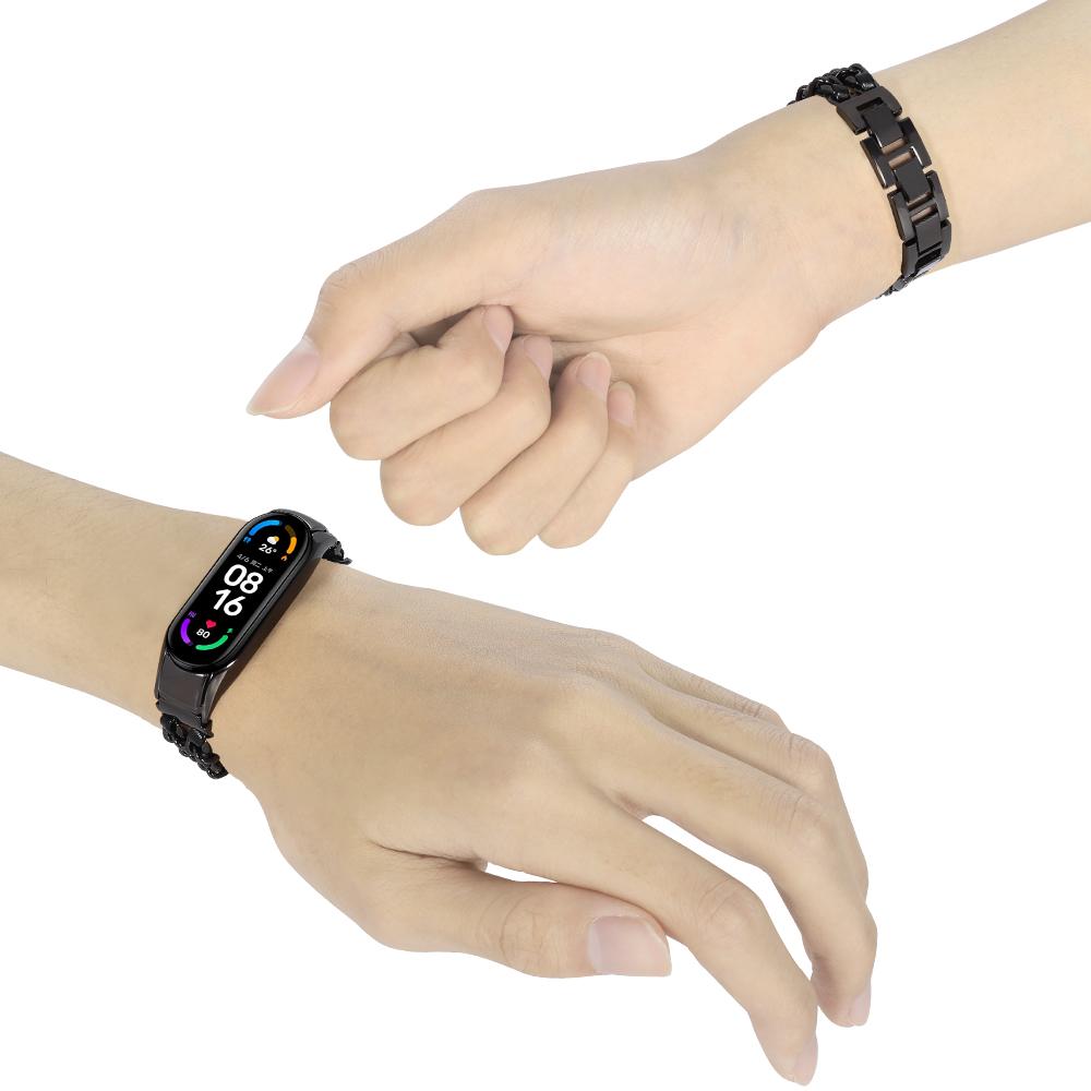 Для Xiaomi Mi Band 5/Mi Band 6 ремешок из нержавеющей стали с цепочкой