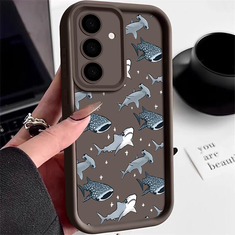 Чехол с рисунком китовой акулы для Samsung Galaxy S25 Edge S24 S25 S23 S22 Ultra S24 FE A56 A55 A54 A36 A26 A15 A16 5G TPU чехол для телефона