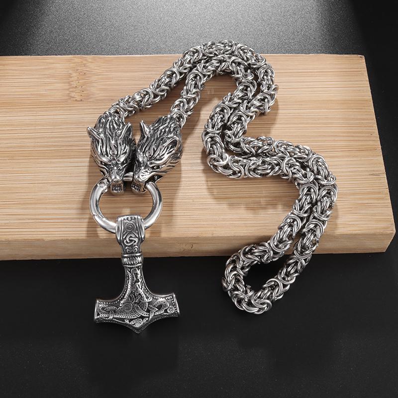 Винтажное ожерелье с головой волка для мужчин, тяжелая византийская цепочка, ожерелье высокого качества, ювелирное изделие, амулет, подарок