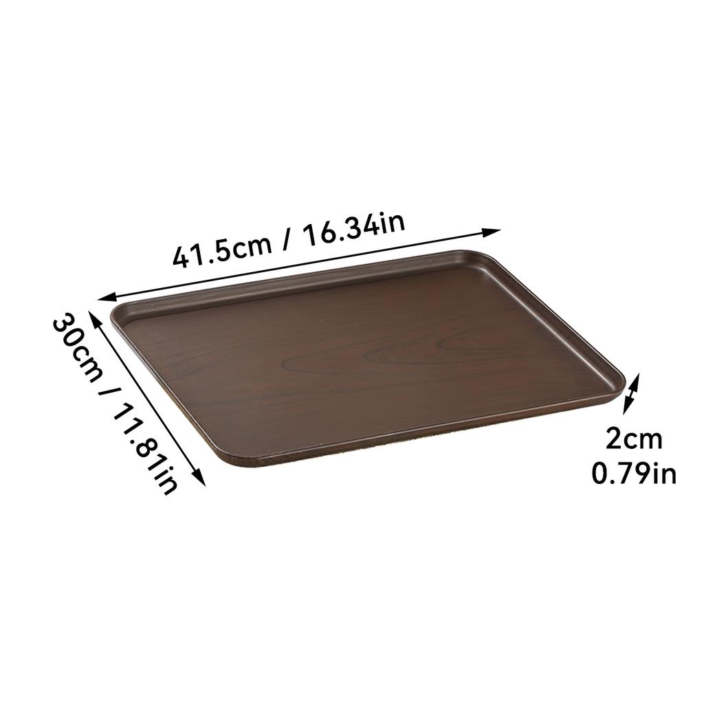 Wood Grain Plastic Food Serving Tray Stackable Dessert Fruit Tray Tea Tray Large Capacity Storage Tray Kitchen Stoage Organizer