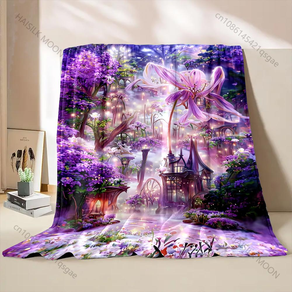 6 Styles Purple Dream Garden Print Blanket Warm Comfortable Blanket for Adults and Kids Luxury for Gifts All Seasons