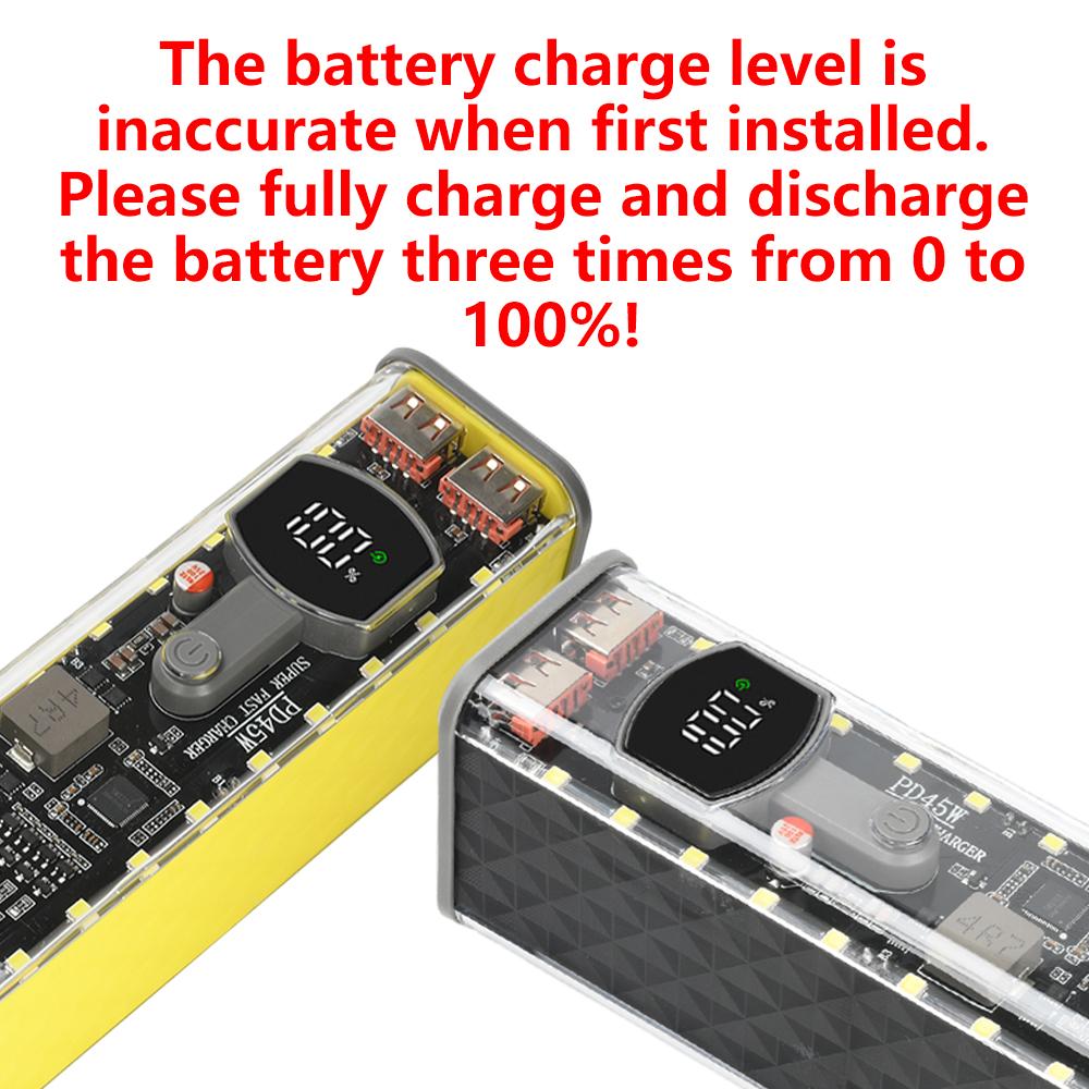 Корпус Power Bank на 8 аккумуляторов 18650, без пайки, с поддержкой PD45W Super-Fast Charging, портативный, со встроенным наружным освещением