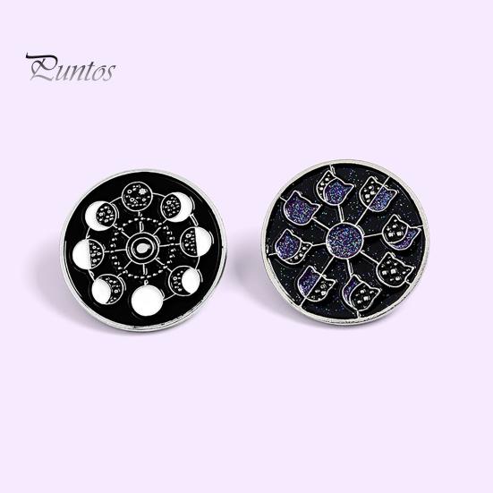 Брошь-булавка с рисунком лунных фаз, ювелирные аксессуары, эмалированный значок с фазами Луны для одежды