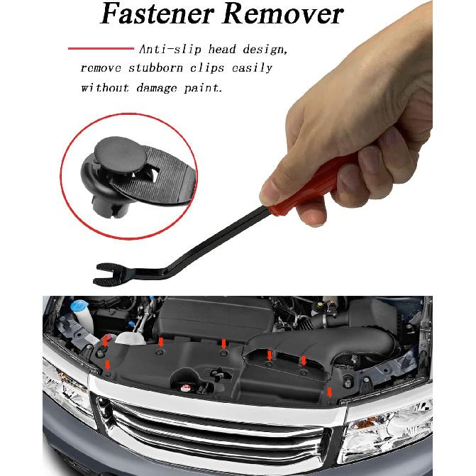 105 Pcs Auto Trim Removal Tool Kit, Plastic Pry Bar Set With Plastic Rivets For Car Door Panel, Audio Dashboard Etc. Fastener Remover Tool Kit Red