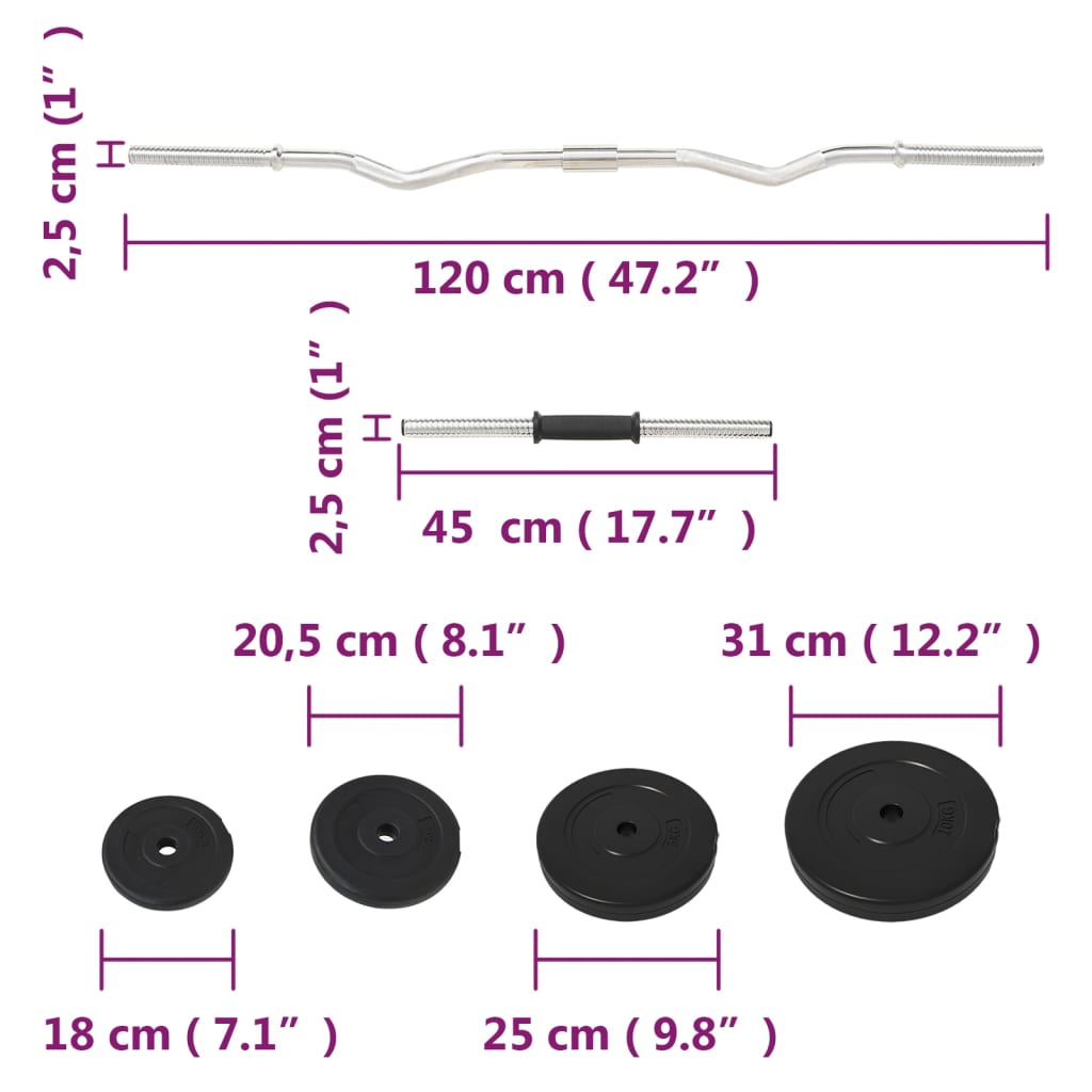 Barbell and Dumbbell Set with 60 kg Weight Plates