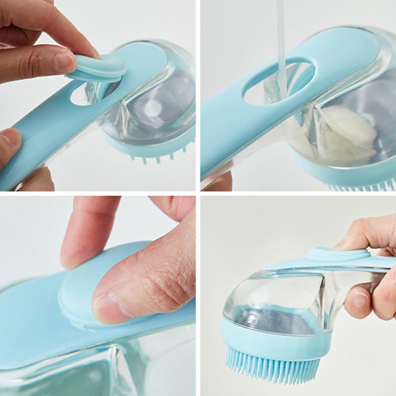 Pet Bathing Brush Long Handle Plastic Dog Bath Brush Soft Silicone Massage Brush Easy Clean Cat Hair Comb