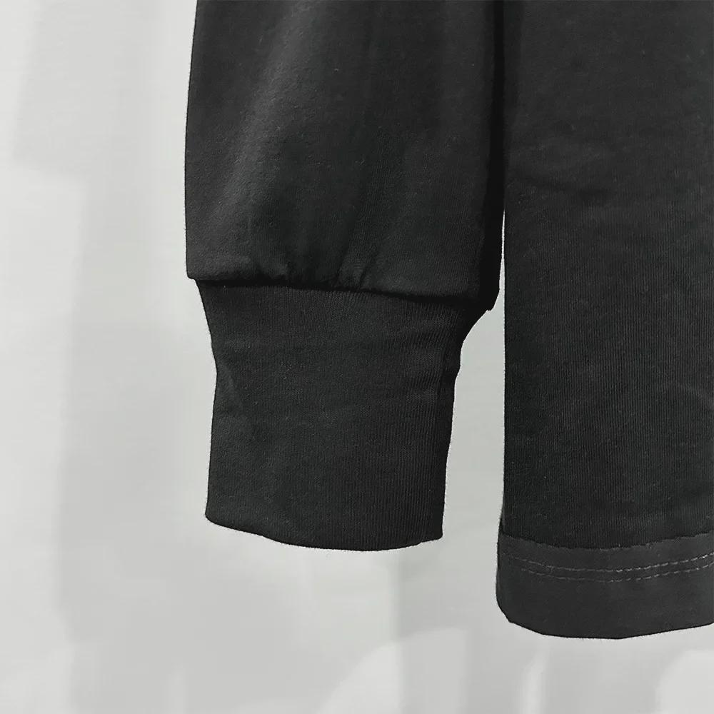 SUBHUMAN Мужская футболка весна/лето 2024 из двух частей, трикотажная, двухслойная, однотонная, свободная, с длинным рукавом