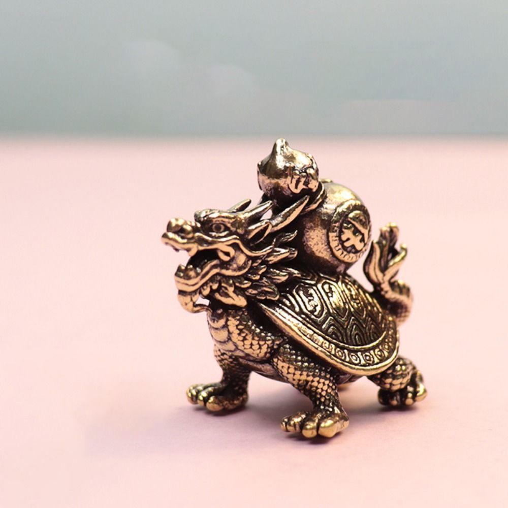 Медный орнамент ручной работы в виде животного, миниатюры медной черепахи-дракона, статуэтка черепахи-дракона, домашний декор