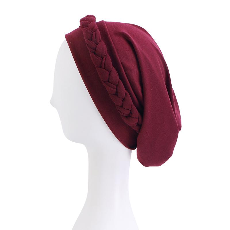 European And American Solid Color Elastic Ethnic Style Bag Head Cap, Twist Braid Chemotherapy Cap, Confinement Cap Jdt-429C