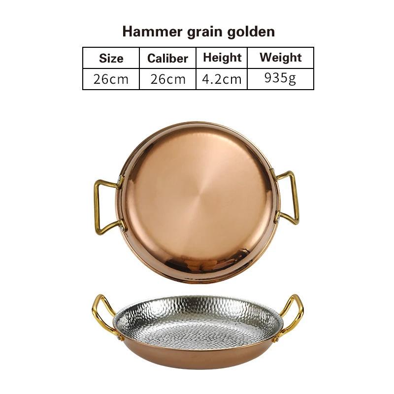 Кастрюля для испанского риса с морепродуктами из нержавеющей стали 304 Коммерческая тарелка для раков Кастрюля с плоским дном для тушеного риса Сковорода с двумя ручками для жарки хот-пот