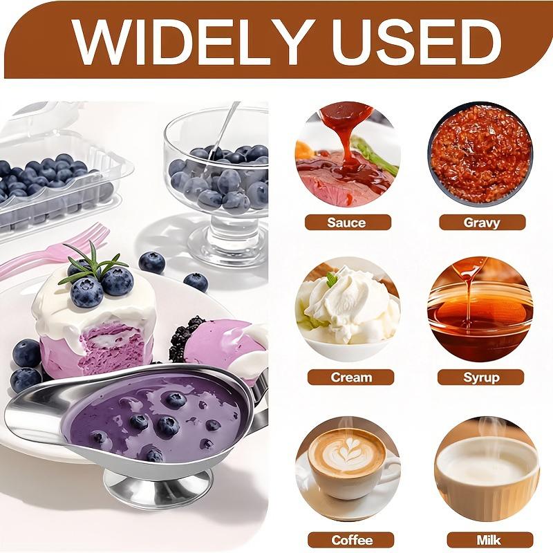 Stainless Steel Sauce Boat Dishwasher Safe Dressing Container for Kitchen Restaurant Bar Daily Use