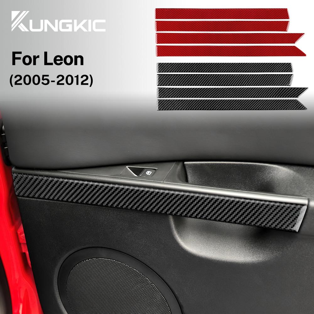 Carbon Fiber Interior Door Panel Sticker for Seat Leon MK2 2005-2012 Car Trim Decorative Cover