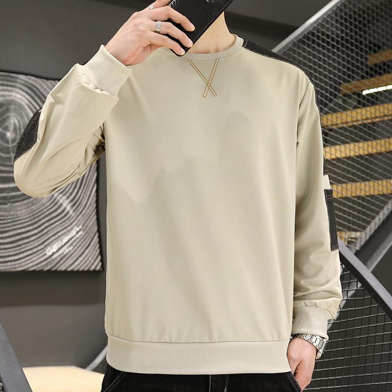 Весна и осень Тонкая спортивная футболка с круглым вырезом и длинным рукавом Мужская свободная и дышащая модная универсальная тенденция