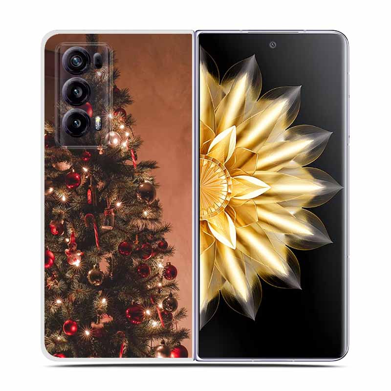 For Honor Magic V2 Case VER-AN1 Christmas Cute Clear Hard Plastic PC Back Cover For Huawei Honor Magic V2 5G Coques Cartoon Bags