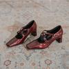 Cross-buckle 2025 spring new Mary Jane women's shoes square head retro silver thick heel light mouth versatile French single shoes