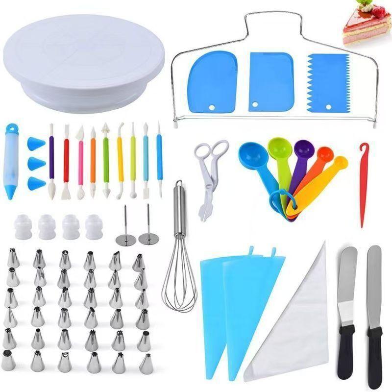 66 Or 110 Piece Cake Decorating Kit With Turntable TPU Piping Bags Stainless Steel Tips Icing Scraper Home Bakery