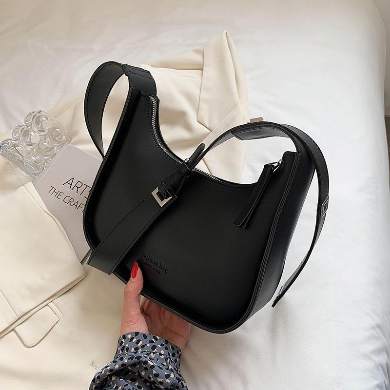 Yogodlns Винтажная однотонная сумка через плечо в форме полумесяца для женщин, новая сумка через плечо из мягкой кожи