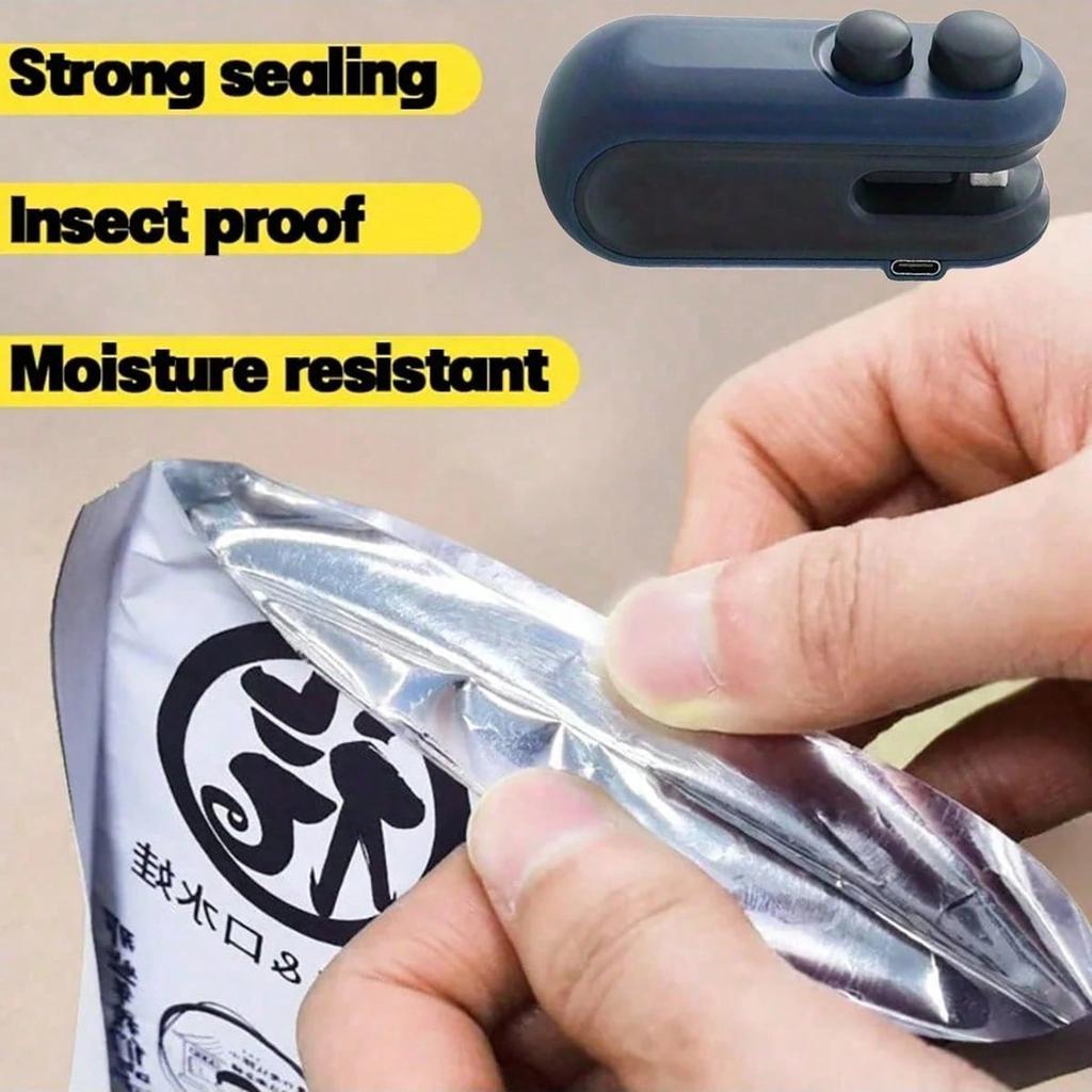 Мини запайщик пакетов для снеков, перезаряжаемый 2 в 1 запайщик пакетов с нагревом и резаком для чипсов, пластиковых пакетов, повторный запайщик пакетов для сохранения свежести продуктов