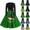 Women's Fashion Crew-neck Christmas Print Long-sleeved Casual Dress